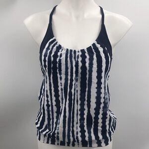 Athleta tie dye crisscross blue white tankini 34B/C
